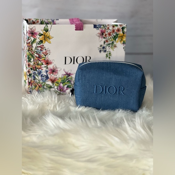 Dior Denim Cosmetic Pouch, New In Box - Picture 1 of 5